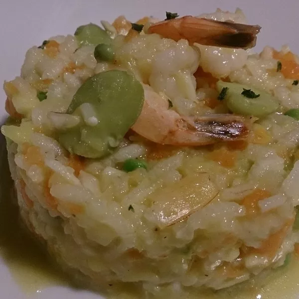 Risotto aux crevettes et légumes du Printemps