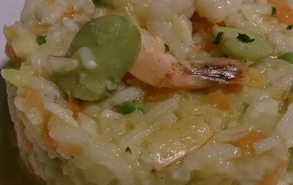 Risotto aux crevettes et légumes du Printemps