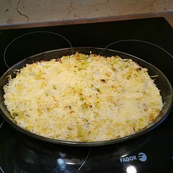 Riz à la fondue de poireaux