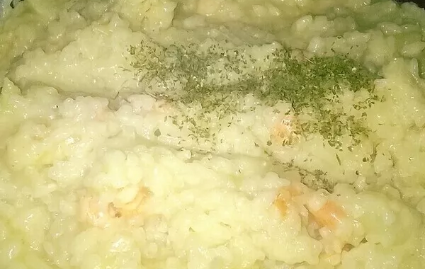 Risotto de crevettes, courgettes au curry
