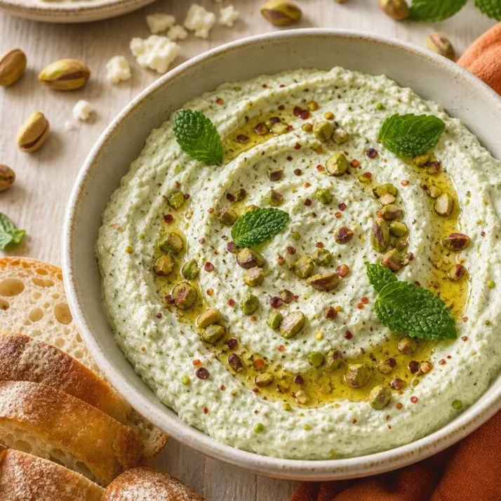 Tartinable feta, menthe et pistache