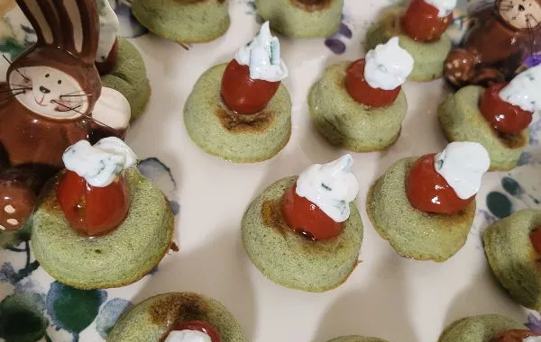 Mini donuts flan de brocolis et sa crème au petit suisse