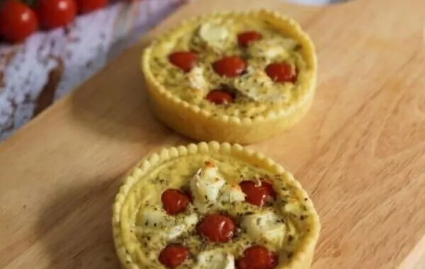 Quiches individuelles chèvre/tomates cerises/tofu soyeux
