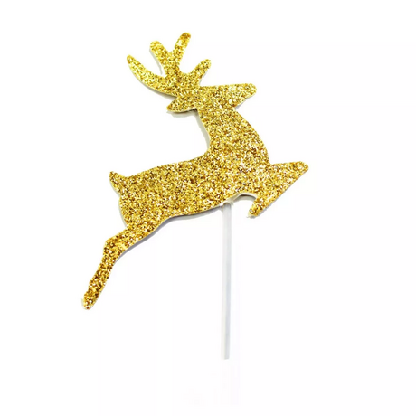 Lot de 12 décorations : Petits rennes dorés 6,5 cm