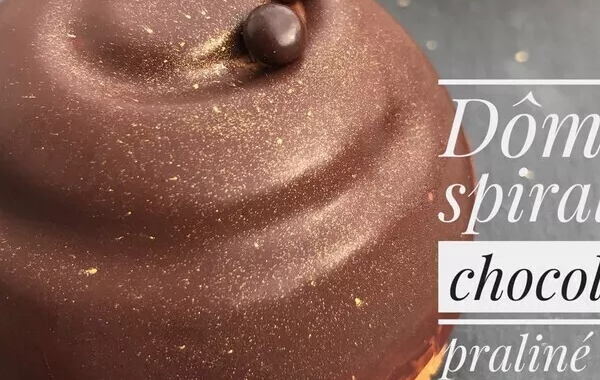 Dômes spirales chocolat praliné sur sablé breton