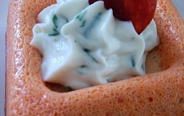 Mousse Poivrons / Chorizo chantilly au chèvre