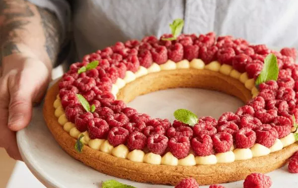 Tarte aux framboises et au miel