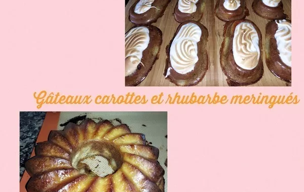 Gâteaux carottes et rhubarbe meringués
