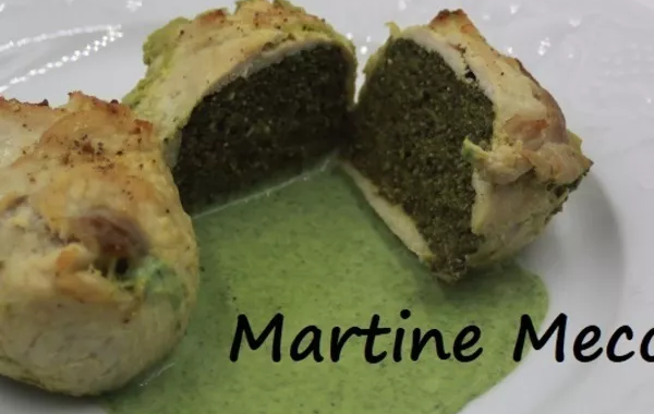 Tourtes d'escalopes de poulet farcies aux épinards sauce verte sans cook'in