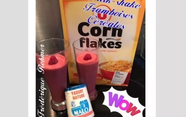 Milk-shake aux céréales et framboises