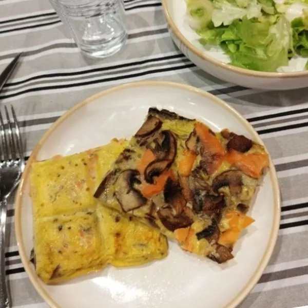 Fritata saumon fumé champignons
