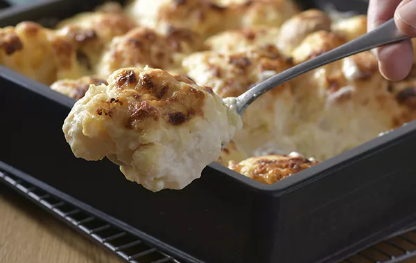 Gratin de chou-fleur et champignons au chèvre