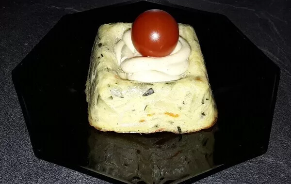 flan de courgettes surimi, crevettes et saumon fumé