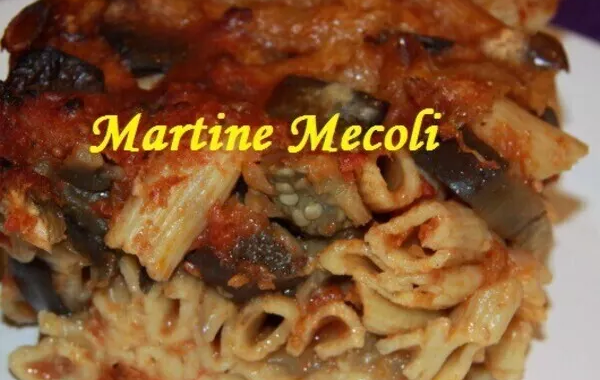 Gratin de penne complètes aux aubergines