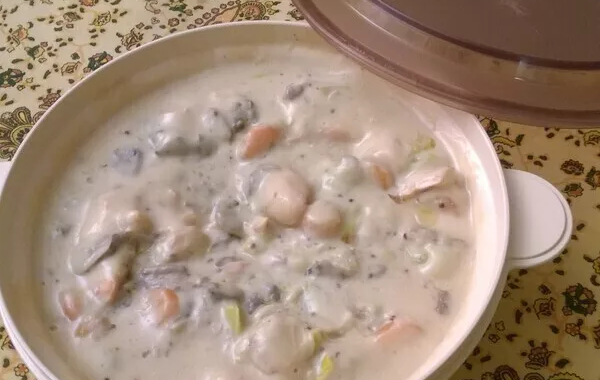 Blanquette de saumon aux gambas