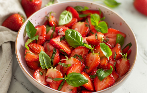 Salade de fraises au basilic